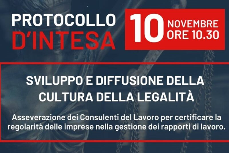 Regione Lazio. Cultura della Legalità, tutto pronto per la firma del protocollo con l’Ordine dei Consulenti del Lavoro per l’ASSE.CO.